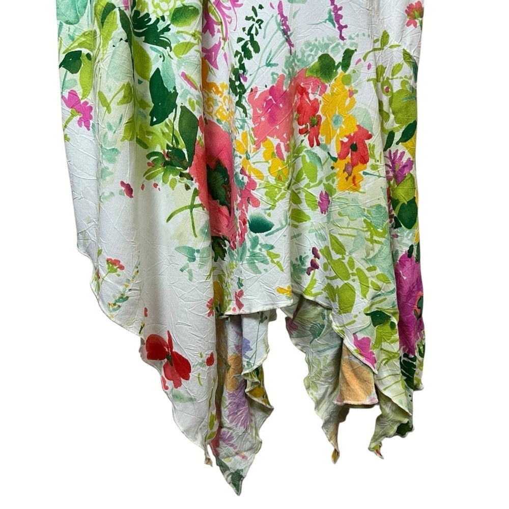 JAMS WORLD Cottage Bouquet Floral Asymmetrical Resort Midi Dress Sz XS Hawaii - Picture 11 of 14